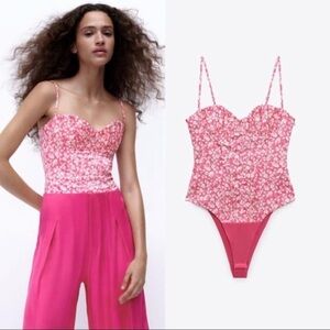 Zara women’s printed corset bodysuit